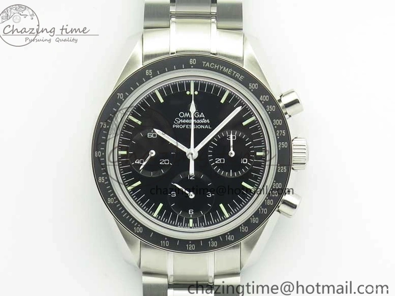 0419 Durable Speedmaster Professional SS OMF Best Edition Black Dial on SS Bracelet Manual Winding Chrono Movement 7995